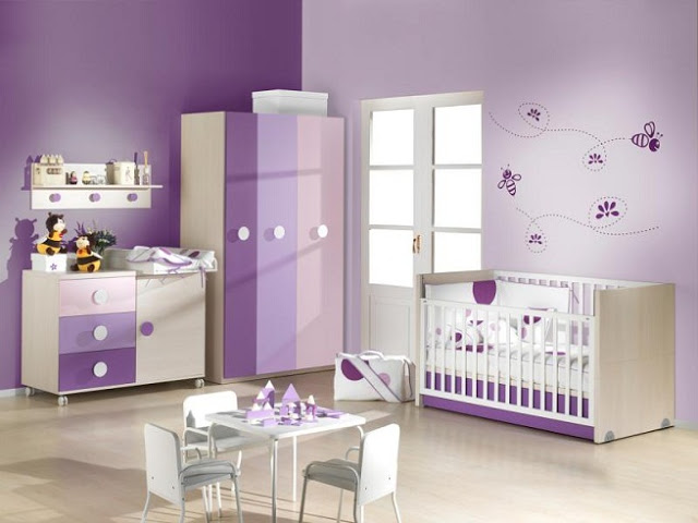 Habitación infantil en color lavanda